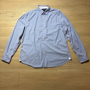 John Varvatos Shirt Mens Large USA Luxe Polo Preppy Dress Shirt Blue Striped